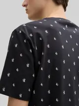 TOM TAILOR DENIM Herren Alloverprint T-Shirt aus Baumwolle, schwarz, Gemustert – Bild 6