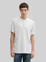 TOM TAILOR DENIM Herren Henley T-Shirt in Waffelstruktur, grau, Uni – Bild 4