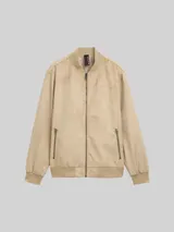 TOM TAILOR Herren Bomberjacke in Wildleder-Optik, braun, Uni – Bild 3