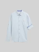 TOM TAILOR Herren Regular Fit Hemd mit verstellbarer Ärmellänge, blau, Uni – Bild 3
