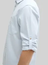 TOM TAILOR Herren Regular Fit Hemd mit verstellbarer Ärmellänge, blau, Uni – Bild 6