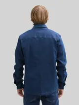 TOM TAILOR DENIM Herren Overshirt aus Jeans-Stoff, blau, Uni – Bild 5