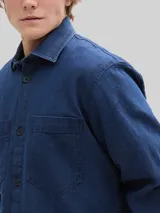 TOM TAILOR DENIM Herren Overshirt aus Jeans-Stoff, blau, Uni – Bild 6