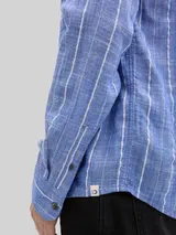 TOM TAILOR DENIM Herren Relaxed Fit Hemd mit Leinenanteil, blau, Gestreift – Bild 6