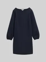TOM TAILOR Damen Knielanges Kleid mit Struktur, blau, Uni – Bild 3