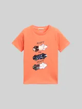 TOM TAILOR Jungen T-Shirt mit Wendepailletten, rot, Uni – Bild 3