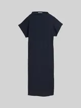 TOM TAILOR DENIM Damen Midi-Kleid mit Stehkragen, blau, Uni – Bild 3