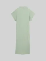 TOM TAILOR DENIM Damen Midi-Kleid mit Stehkragen, grün, Uni – Bild 3
