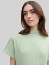 TOM TAILOR DENIM Damen Midi-Kleid mit Stehkragen, grün, Uni – Bild 6