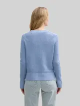 TOM TAILOR Damen Strickpullover mit Schlitz-Details, blau, Uni – Bild 5