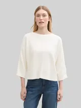 TOM TAILOR Damen Loose Fit Strickpullover, weiß, Uni – Bild 4