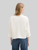TOM TAILOR Damen Loose Fit Strickpullover, weiß, Uni – Bild 5