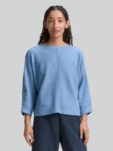 TOM TAILOR Damen Loose Fit Strickpullover, blau, Meliert – Bild 4