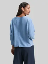TOM TAILOR Damen Loose Fit Strickpullover, blau, Meliert – Bild 5