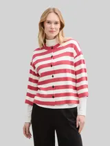 TOM TAILOR Damen Cardigan mit Streifenmuster, rot, Gestreift – Bild 4