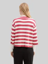 TOM TAILOR Damen Cardigan mit Streifenmuster, rot, Gestreift – Bild 5