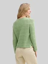TOM TAILOR Damen Strickpullover aus Bio-Baumwolle, grün, Uni – Bild 5