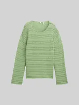 TOM TAILOR Damen Strickpullover aus Bio-Baumwolle, grün, Uni – Bild 3