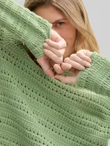 TOM TAILOR Damen Strickpullover aus Bio-Baumwolle, grün, Uni – Bild 6