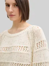 TOM TAILOR Damen Loose Fit Strickpullover, grün, Meliert – Bild 6