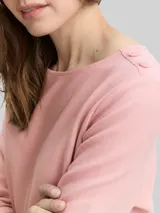 TOM TAILOR Damen Langarmshirt mit Knopf-Details, rosa, Uni – Bild 6