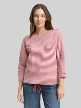 TOM TAILOR Damen Langarmshirt mit Knopf-Details, rosa, Gestreift – Bild 4