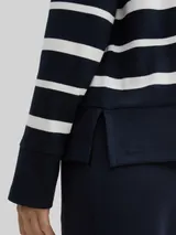 TOM TAILOR Damen Ripp Langarmshirt mit Streifenmuster, blau, Gestreift – Bild 6