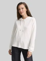 TOM TAILOR Damen Langarmshirt mit Kapuze, weiß, Uni – Bild 4