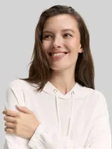 TOM TAILOR Damen Langarmshirt mit Kapuze, weiß, Uni – Bild 6