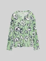 TOM TAILOR Damen Henley Langarmshirt mit Muster, grün, Geblümt – Bild 3