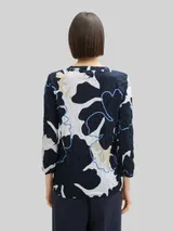 TOM TAILOR Damen Crinkle Blusenshirt, blau, Geblümt – Bild 5