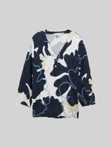 TOM TAILOR Damen Crinkle Blusenshirt, blau, Geblümt – Bild 3