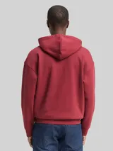 TOM TAILOR DENIM Herren Relaxed Hoodie Sweatshirt mit Logo-Print, rot, Uni – Bild 5