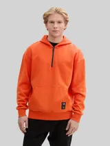 TOM TAILOR DENIM Herren Relaxed Fit Hoodie Sweatshirt mit Reißverschluss, orange, Uni – Bild 4