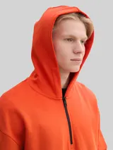 TOM TAILOR DENIM Herren Relaxed Fit Hoodie Sweatshirt mit Reißverschluss, orange, Uni – Bild 6
