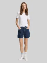TOM TAILOR DENIM Damen TTLINLEY MOM Jeans Shorts, blau, Uni – Bild 4