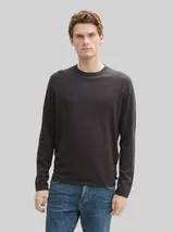 TOM TAILOR Herren Softtouch Strickpullover mit Seide, schwarz, Uni – Bild 4