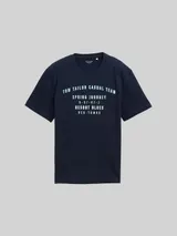 TOM TAILOR Herren T-Shirt aus Baumwolle mit Print, blau, Uni – Bild 3