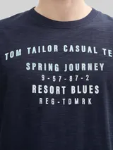 TOM TAILOR Herren T-Shirt aus Baumwolle mit Print, blau, Uni – Bild 6