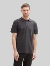 TOM TAILOR Herren Jersey Poloshirt aus Baumwolle, schwarz, Uni – Bild 4