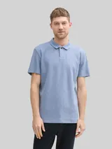 TOM TAILOR Herren Ripp Poloshirt mit Stretch-Anteil, blau, Uni – Bild 4