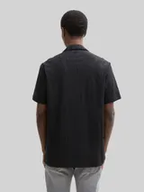 TOM TAILOR DENIM Herren Relaxed Fit Resort Kurzarmhemd, schwarz, Gemustert – Bild 5