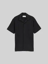 TOM TAILOR DENIM Herren Relaxed Fit Resort Kurzarmhemd, schwarz, Gemustert – Bild 3
