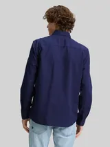 TOM TAILOR DENIM Herren Oxford Hemd mit Logo-Stickerei, blau, Uni – Bild 5