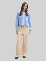 TOM TAILOR DENIM Damen Wide Leg Paperpag Hose, braun, Uni – Bild 4