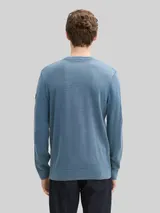 TOM TAILOR Herren Strickpullover aus Baumwolle, blau, Uni – Bild 5