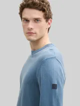 TOM TAILOR Herren Strickpullover aus Baumwolle, blau, Uni – Bild 6