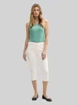 TOM TAILOR Damen TTKATE SLIM CAPRI Jeans, weiß, Uni – Bild 4