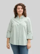 TOM TAILOR Damen Plus Size - Loose Fit Bluse mit Streifenmuster, grün, Gestreift – Bild 4
