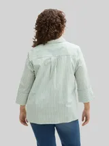 TOM TAILOR Damen Plus Size - Loose Fit Bluse mit Streifenmuster, grün, Gestreift – Bild 5